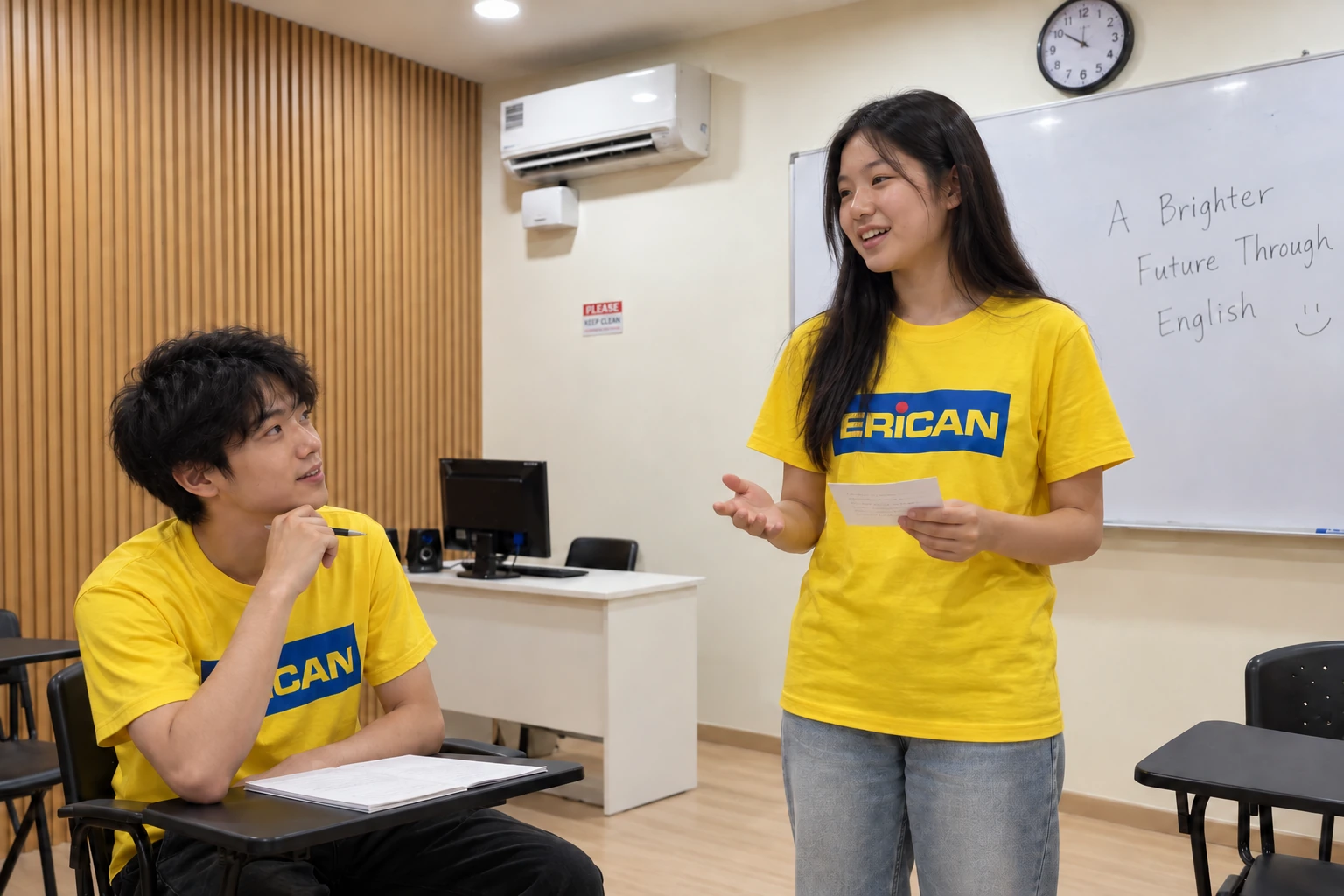 An Erican learner practising a classroom presentation